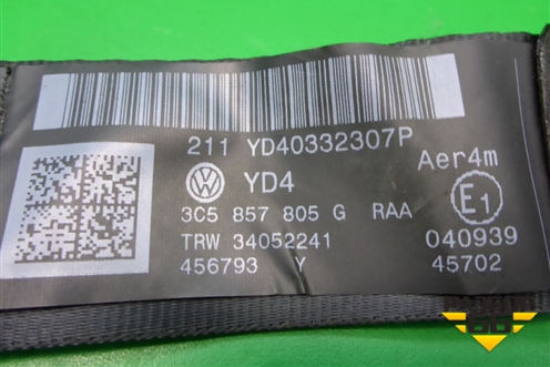 Ремень безопасности задний левый (3C5857805G) для Volkswagen Passat (B6) с 2005-2010г (Пассат Б6)