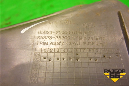 Накладка порога внутренняя переднего левого (передняя часть) (8582325000) для Hyundai Aсcent с 2000г (Акцент)