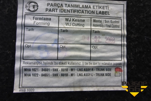 Обшивка багажника правая для Honda Civic 4D с 2005-2011г (Цивик)