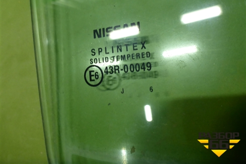 Стекло двери задней правой (седан-лифтбек) (82300AV600) для Nissan Primera (P12E) с 2001-2008г (Примера)