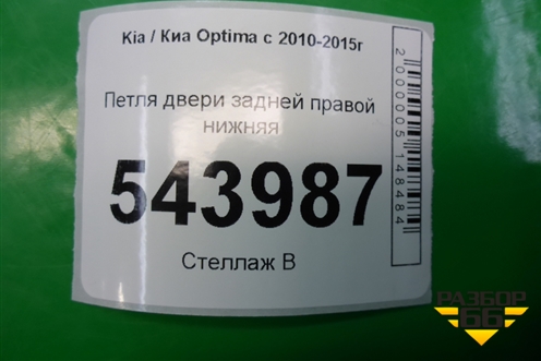 Петля двери задней правой нижняя для Kia Optima с 2010-2015г (Оптима 3)