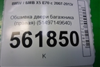 Обшивка двери багажника (левая) (51497149639) для BMW X5 E70 с 2007-2013г (Х5 Е70)