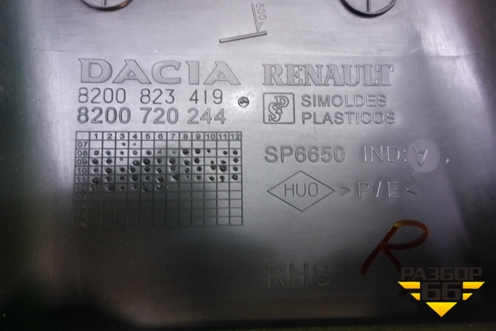 Обшивка стойки центральная нижняя правая (8200823419) для Renault Sandero с 2009-2014г (Сандеро)