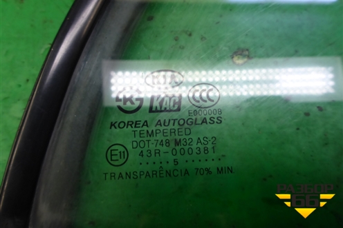Стекло двери задней правой форточка (седан) для Kia Rio с 1999-2005г (Рио 1)