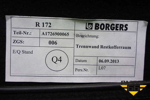 Полка багажника (A1726900065) для Mercedes Benz SLK R172 с 2010-2016г (СЛК)