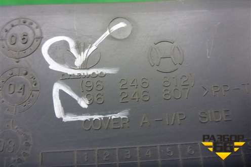 Накладка на торпедо (боковая правая) (96246812) для Chevrolet Lanos с 2004г (Ланос)