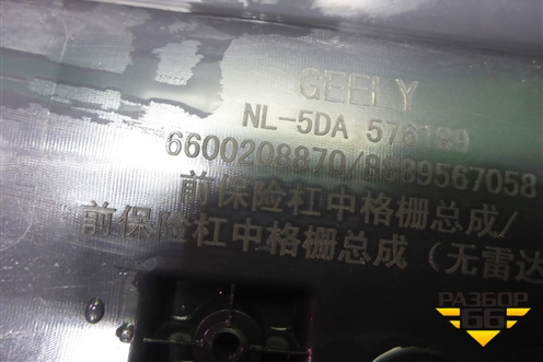 Решетка в передний бампер центральная (6600208870) для Geely Tugella с 2019г (Тугелла)