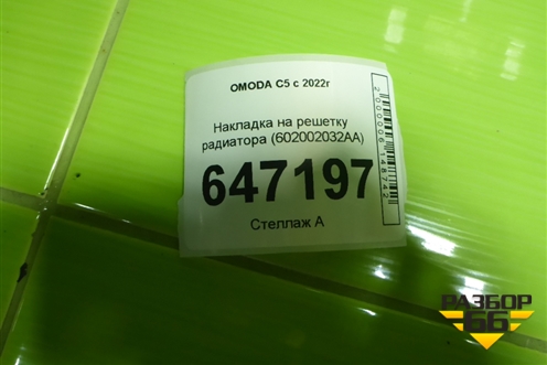 Накладка на решетку радиатора (602002032AA) для OMODA C5 с 2022г (Ц5)