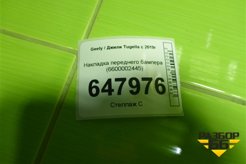 Накладка переднего бампера (6600002445) для Geely Tugella с 2019г (Тугелла)