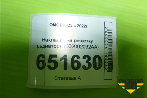 Накладка на решетку радиатора (602002032AA) для OMODA C5 с 2022г (Ц5)