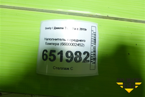 Наполнитель переднего бампера (6600002452) для Geely Tugella с 2019г (Тугелла)
