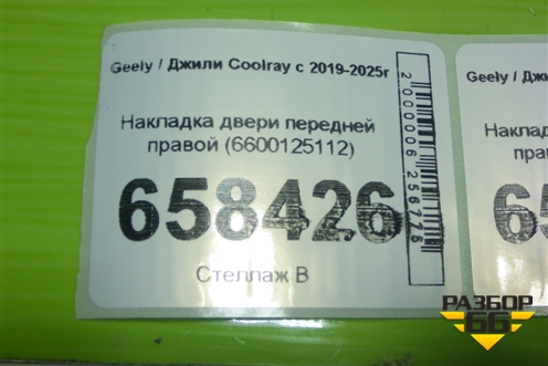 Накладка двери передней правой (6600125112) для Geely Coolray с 2019-2025г