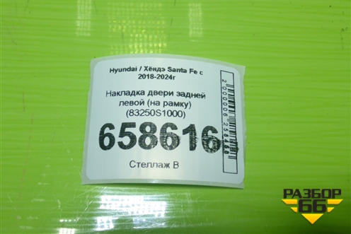 Накладка двери задней левой (на рамку) (83250S1000) для Hyundai Santa Fe с 2018-2024г