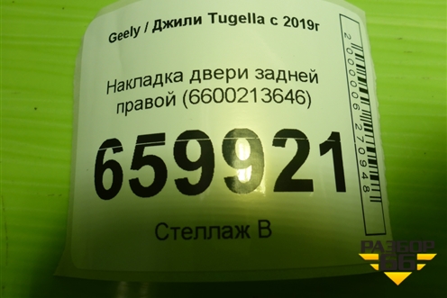 Накладка двери задней правой (6600213646) для Geely Tugella с 2019г (Тугелла)