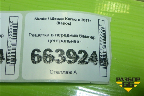 Решетка в передний бампер центральная для Skoda Karoq с 2017г (Карок)