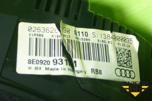 Щиток приборов (правый руль) (8E0920931M) для Audi A4 (В7) с 2004-2009г (А4)