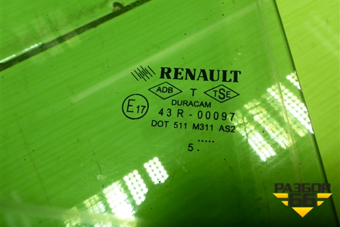 Стекло двери задней правой форточка (седан) для Renault Megane 2 с 2002-2009г (Меган)