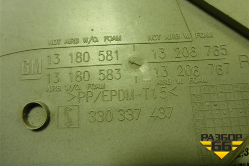 Обшивка стойки задняя верхняя правая (3-х дверный кузов) (13180581) для Opel Corsa D с 2006-2014г (Корса Д)