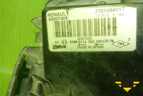 Фара правая (галоген) (89307005) для Renault Megane 2 с 2002-2009г (Меган)